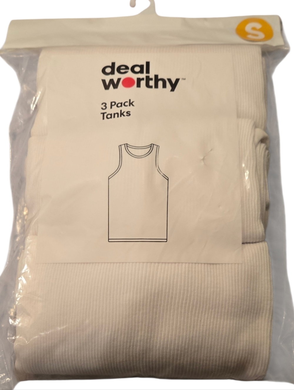 Men's Tank Top 3pk - Dealworthy™ White Size Small NWT